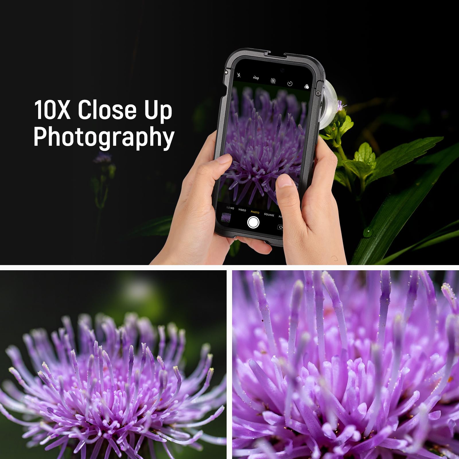 NEEWER 10X Macro Lens With 17mm Thread Clip And Detachable Diffuser Hood, Also For