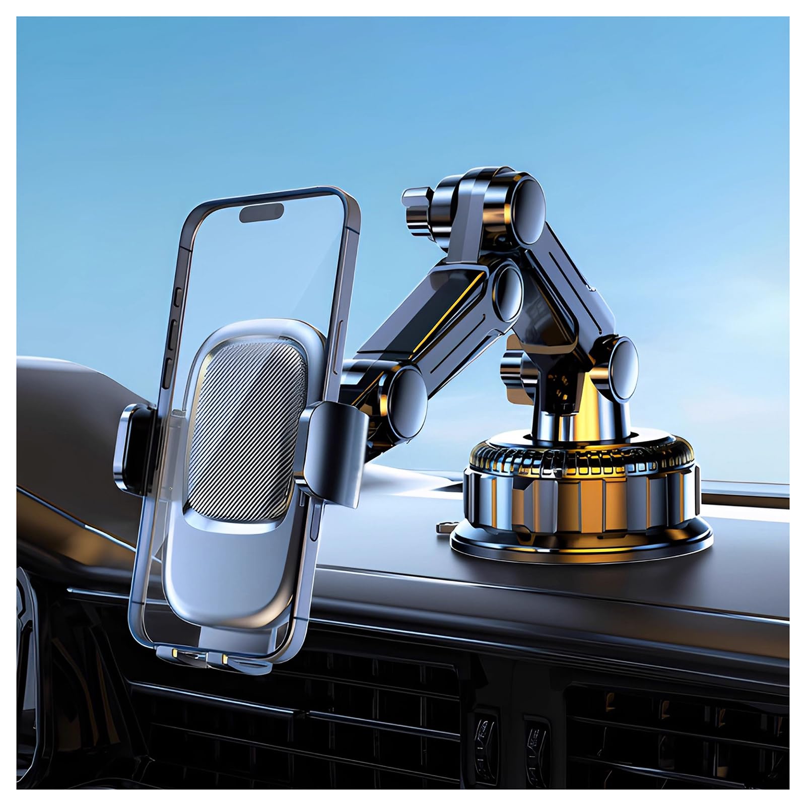 HKSOPC Car Phone Holder for Hyundai Ioniq 5/Ioniq 5 N/Ioniq 5 XRT/INSTER, Suction Cup Car Mobile Phone Holder for Dashboard & Windscreen, 360° Adjustable Stable Car Phone Mount