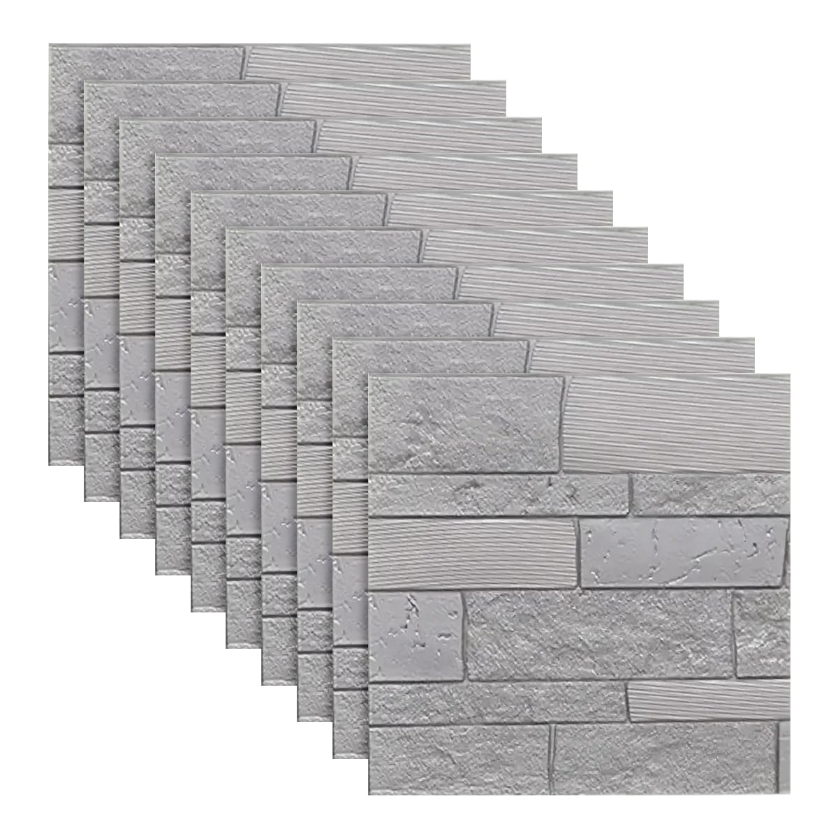 Stickers muraux 3D imperméables en brique argentée, revêtement mural adhésif 35 cm