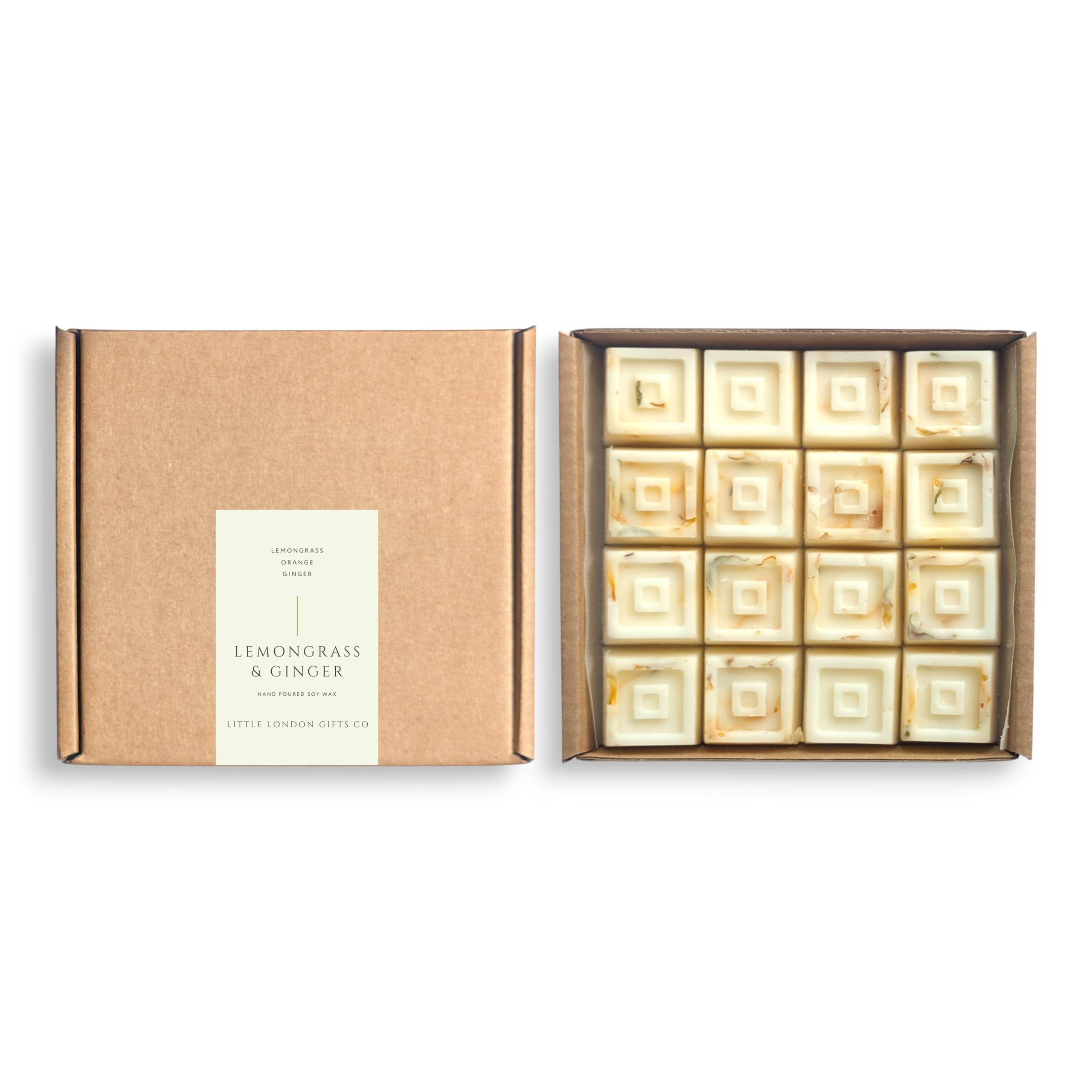 Lemongrass and Ginger Luxury Soy Wax Melts Gift Set - 16 Highly Scented Melts Various Scents - Perfect for Gifts" (Lemongrass & Ginger)