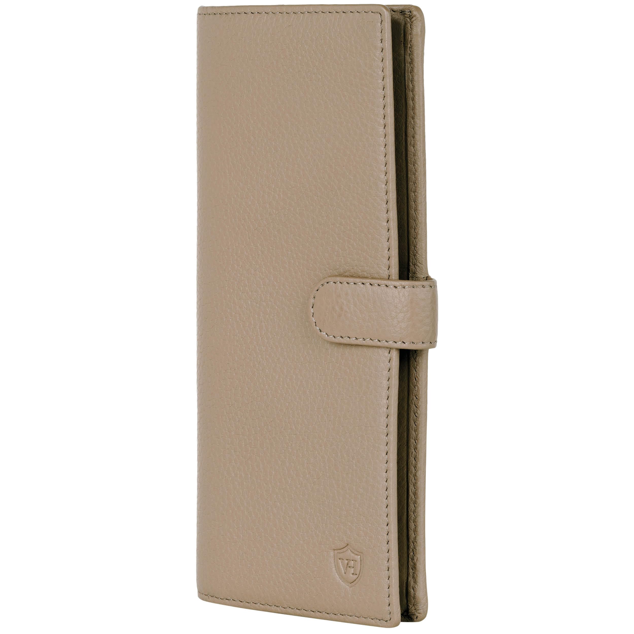 VON HEESEN Leder Geldbörse mit RFID-Schutz - Portemonnaie für Damen & Herren aus echtem Leder - Wallet mit Münzfach - Geldbeutel für Frauen und Männer in Taupe
