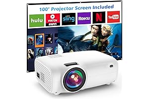 Groview 1080P WiFi and Bluetooth Projector with 100-Inch Screen