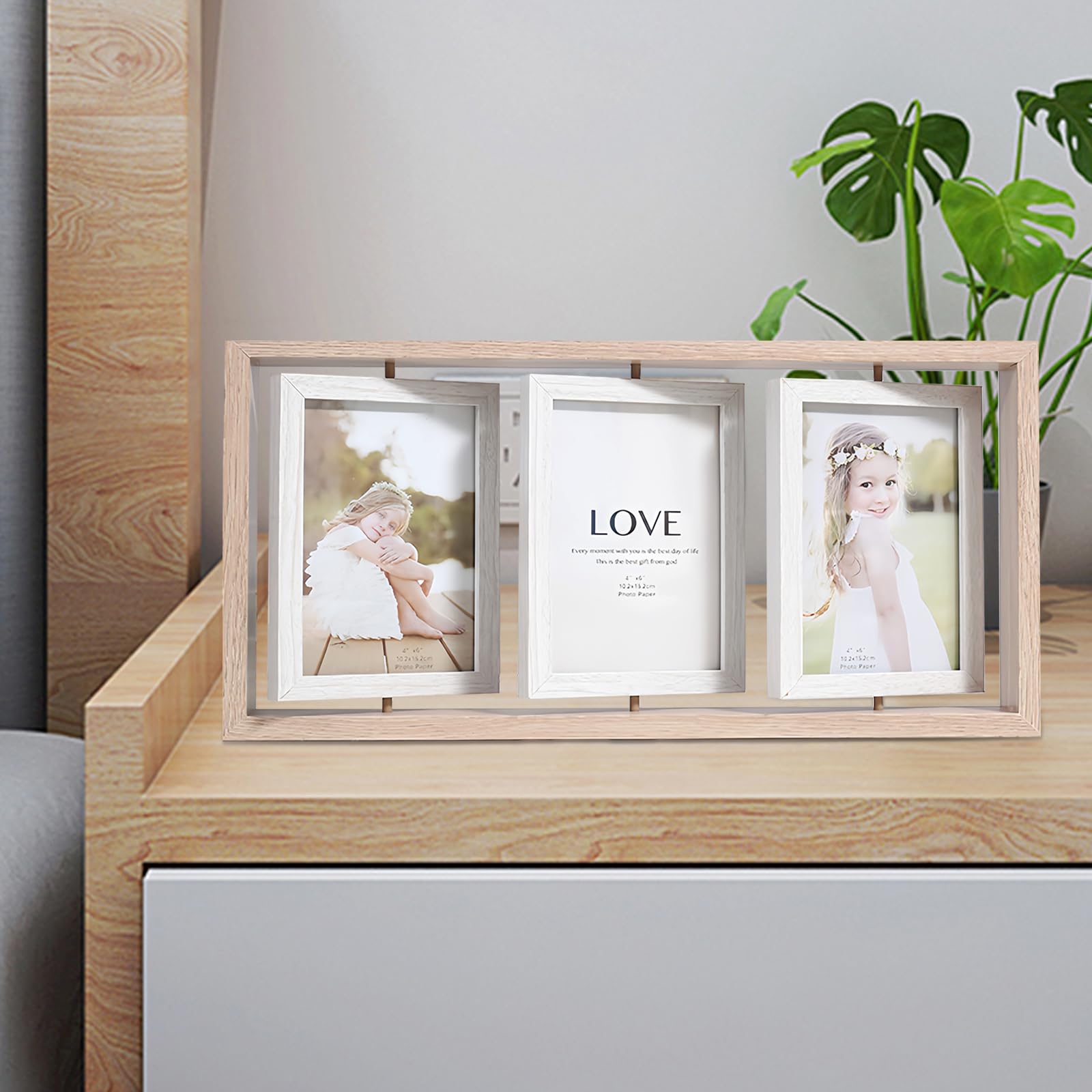 Lijsten Nederland | Collage fotolijst Rustic voor 3 foto's 3x10x15 cm | wit | normaal glas (2 mm