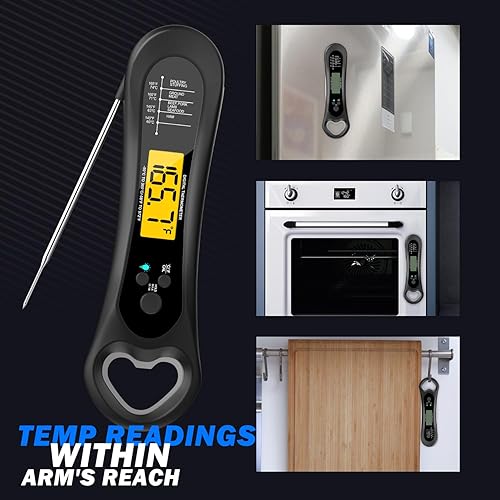 Miniatura 6 de Termómetro digital de carne, termómetro de carne de lectura instantánea para parrilla y cocina, con abridor de botellas, termómetro de alimentos de