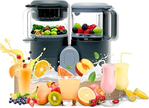 Vaporizador y licuadora de alimentos para bebés, procesador de alimentos multifunción 4 en 1 y vaporizador con licuadora, descongelación y