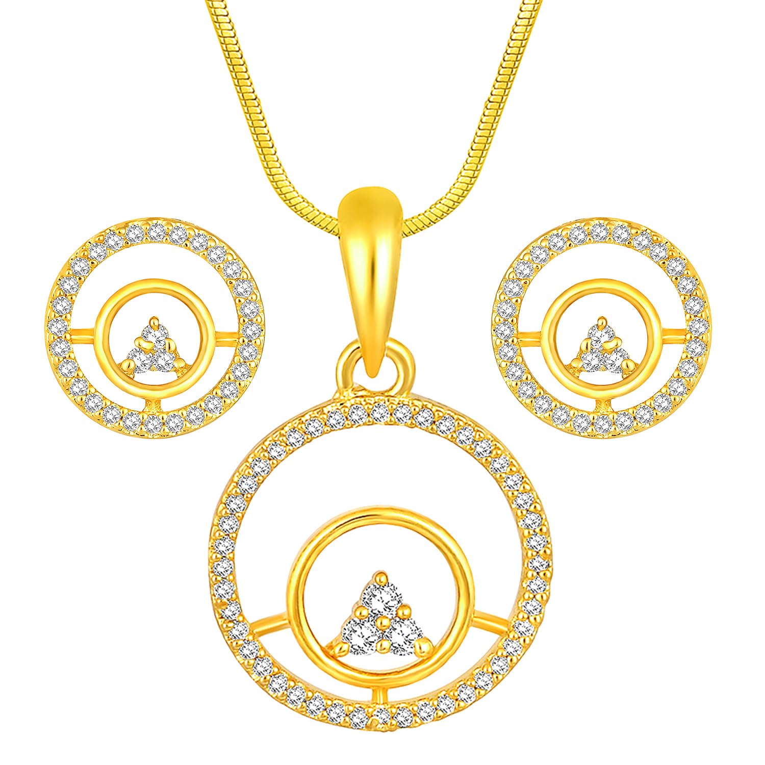 Peora Rose Gold Plated Pink CZ Solitaire Pendant Chain & Stud Earrings Jewellery Set for Women (B0CQYR6NXV) Amazon Price History, Amazon Price Tracker