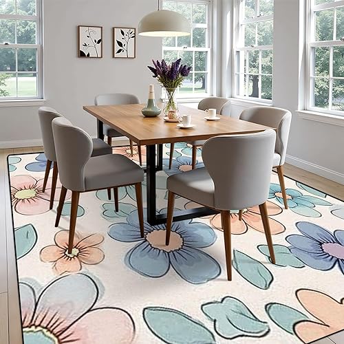 Miniatura 7 de Seamless Cute Retro Groovy Flowers Seventies Style Groovy Area Rug Outdoor Patio Rug Play Mat Modern Floor Carpet Non-Slip Home Decor Living Room