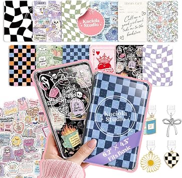 Kaciola 12PCS Inserts Cardstock for E-Reader, 50PCS Stickers for Clear Case Insert, 6.2"x4.3" Bookish Theme Inserts Compatible with E-Reader Basic, Gifts for Booklovers