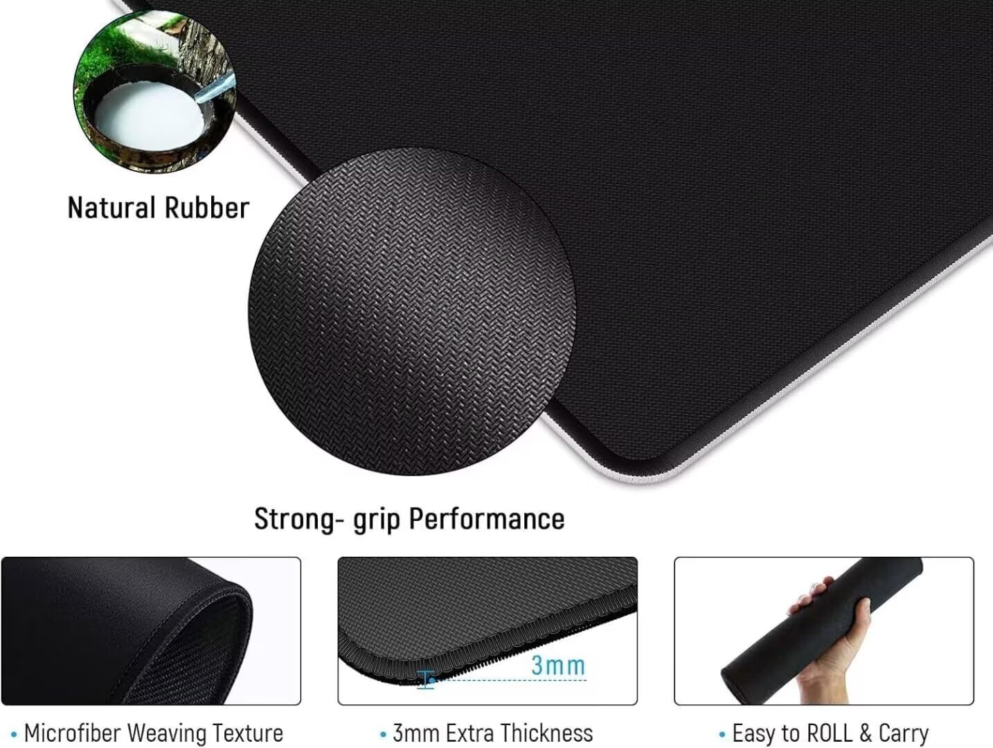 XXL-muismat, gaming muismat, 500 x 250 x 3 mm, roze muismat met genaaide rand en waterdichte rubberen basis voor hogere precisie en snelheid, voor Mac en pc bloem xn-174