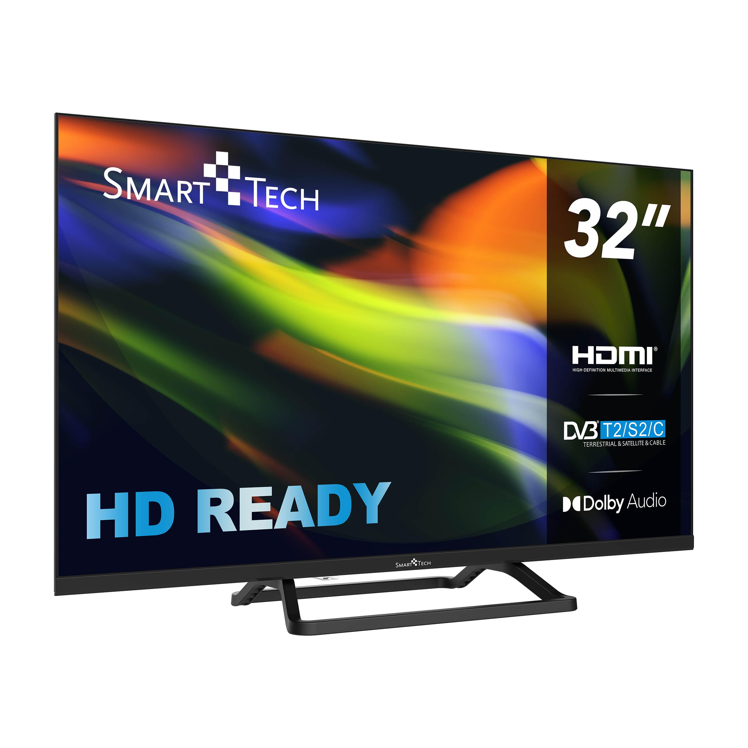 Televisor LED HD Smart Tech 32HN01V3 de 32 Pulgadas (80 cm), no Inteligente, con Triple sintonizador, Dolby Audio H.265, 3 Puertos HDMI y 2 Puertos USB.