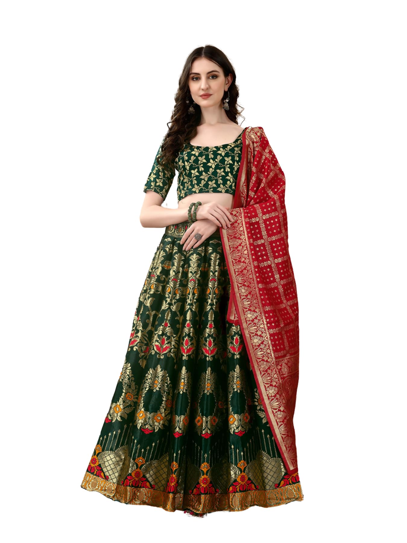 BhaktiFashion traditonal womens wear banarasi silk lehenga choli (AK27)-picture-12