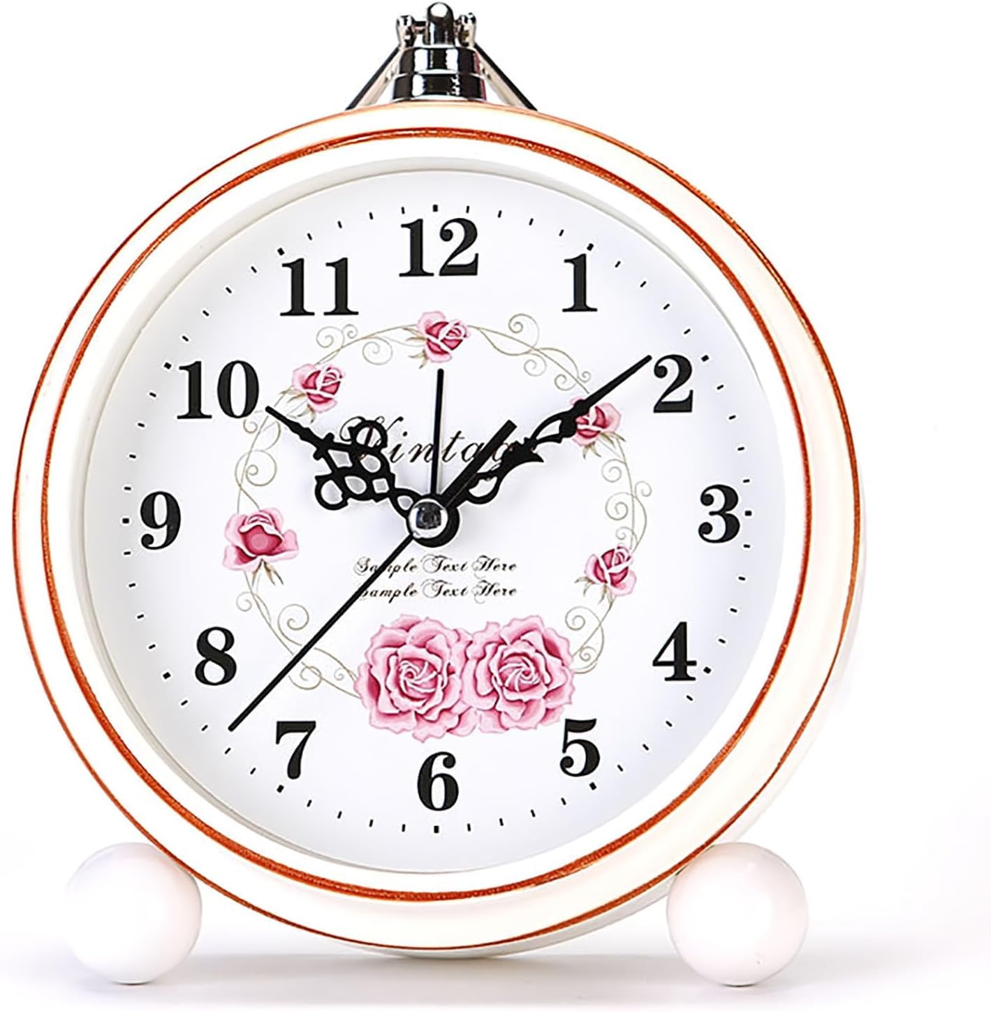 BVI BOOMERVIVI Classic Vintage Clocks - Elegant and Decorative Analog Clock,Silent Non-Ticking Alarm Clock with Distressed Metal Frame for Office, Living Room or Bedroom (Rose1)