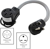 Vista 2 de AC WORKS Adaptador de Carga para Vehículo Eléctrico para Uso en Tesla (Unidad de 30A 250V CA de 6-30 para Tesla)