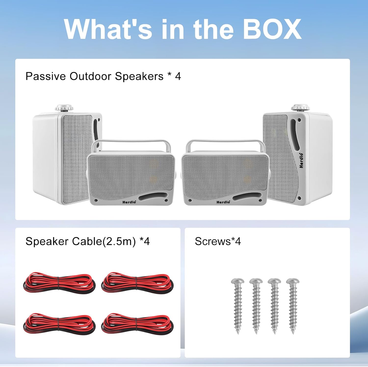 Herdio 3.5 Inch Passive Outdoor Speakers Wired Waterproof Wall Mount Speakers with 400W Superior Sound, All-Weather Durability, for Home Patio Garden Marine Boat Garage Indoor,4-Pack White - Image 5