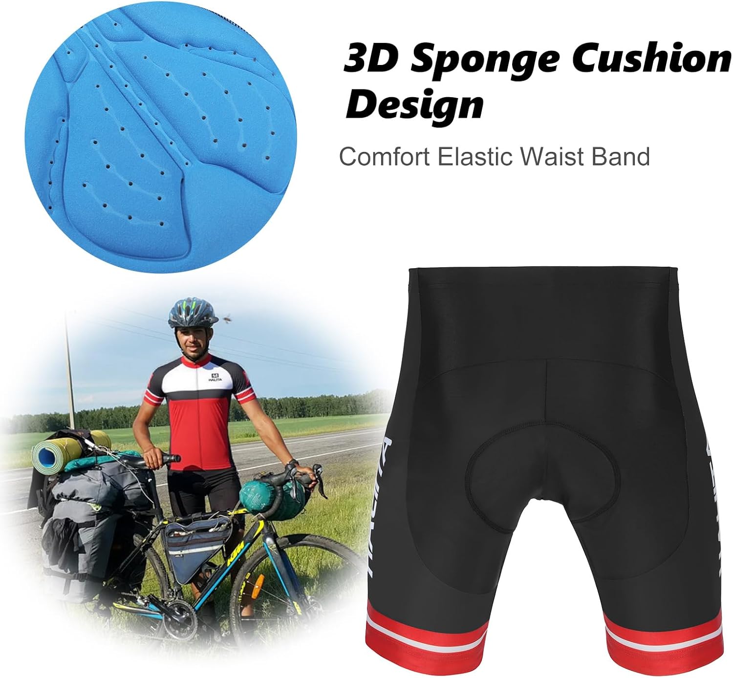 Men's Cycling Jersey Set Shorts Sleeves Quick-Dry Reflective Zipper Pocket Biking Shirt with 3D Padded Shorts Outfit - Image 3