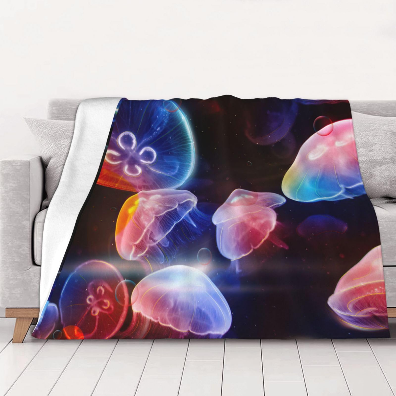 Couverture en flanelle imprimée méduse plaid chaud adulte canapé lit 150x125