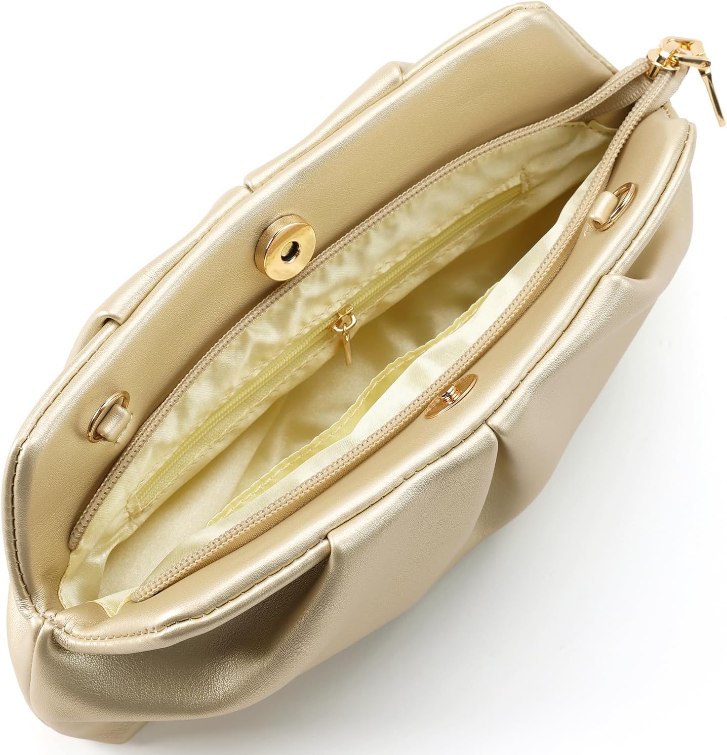 Women Clutch Bag Dressy Formal Handbag Pleated PU Clutch Purse Detachable Chain Crossbody Bag - Image 4