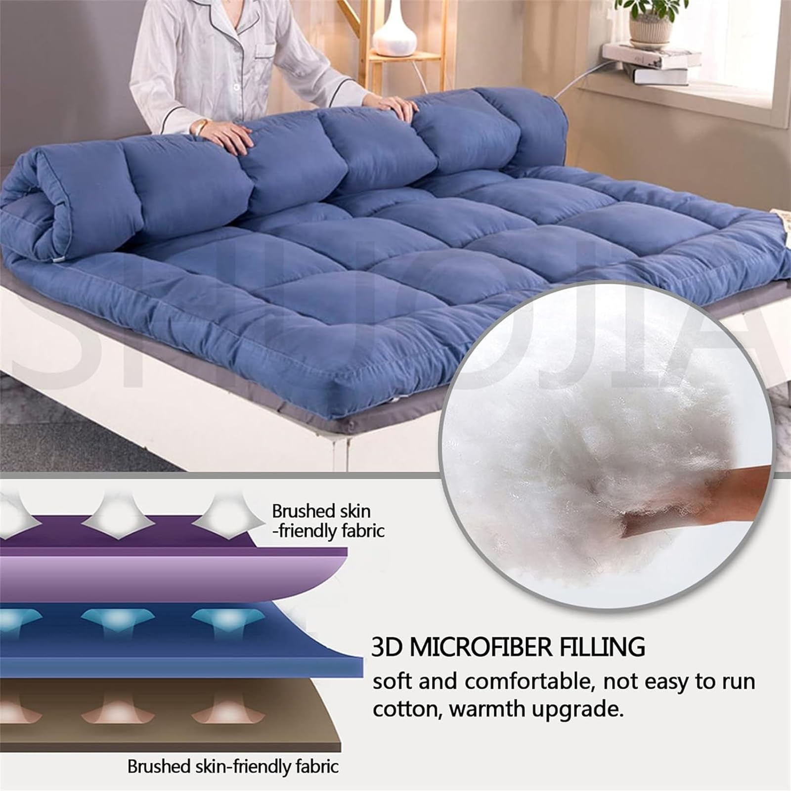 Colchón de futón de Suelo de Terciopelo de plumón, tamaño Completo King Queen, colchón de Suelo japonés, colchón de Tatami for Cama de Invitados, colchón for Dormir for Dormitorio de Estudiantes (Col