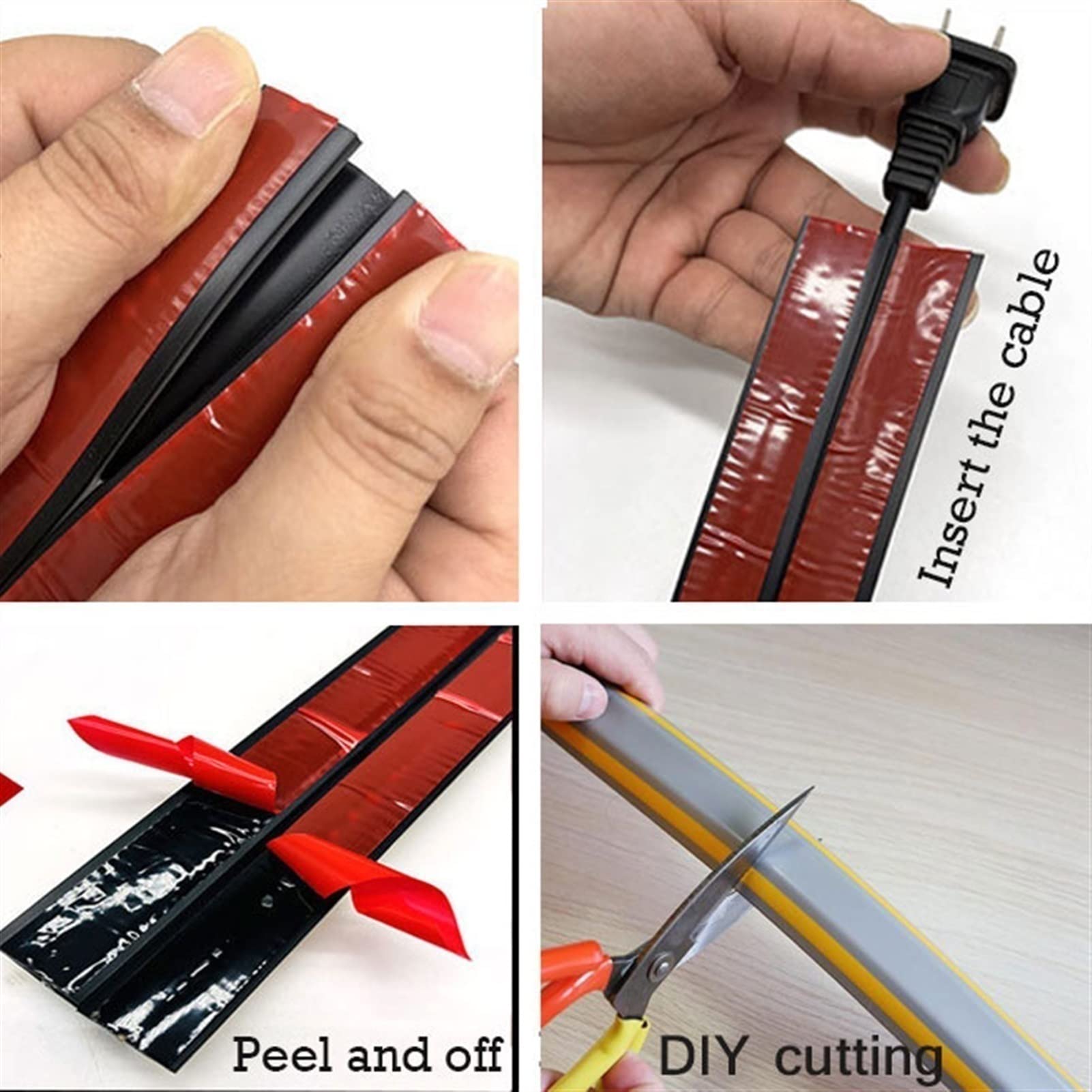2m canaleta pasacables para suelo, protector de cable autoadhesiva, Canaleta de suelo para cables, Protege cables y evita los peligros de viaje, para el Hogar, la Oficina, Lugar de Trabajo, Almacén