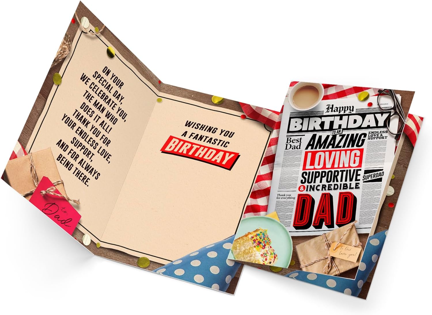Prime Greetings Dad Birthday Card, Made in America, Eco-Friendly, Thick Card Stock with Premium Envelope 5in x 7.75in, Packaged in Presentation Mailer - Image 3
