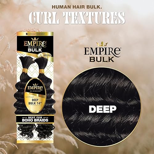 Vista 30 de Sensationnel Trenzado Imperio a granel: trenzas de cabello humano profundo para estilos bohemios sin nudos o ondas sueltas rizadas, 1 paquete