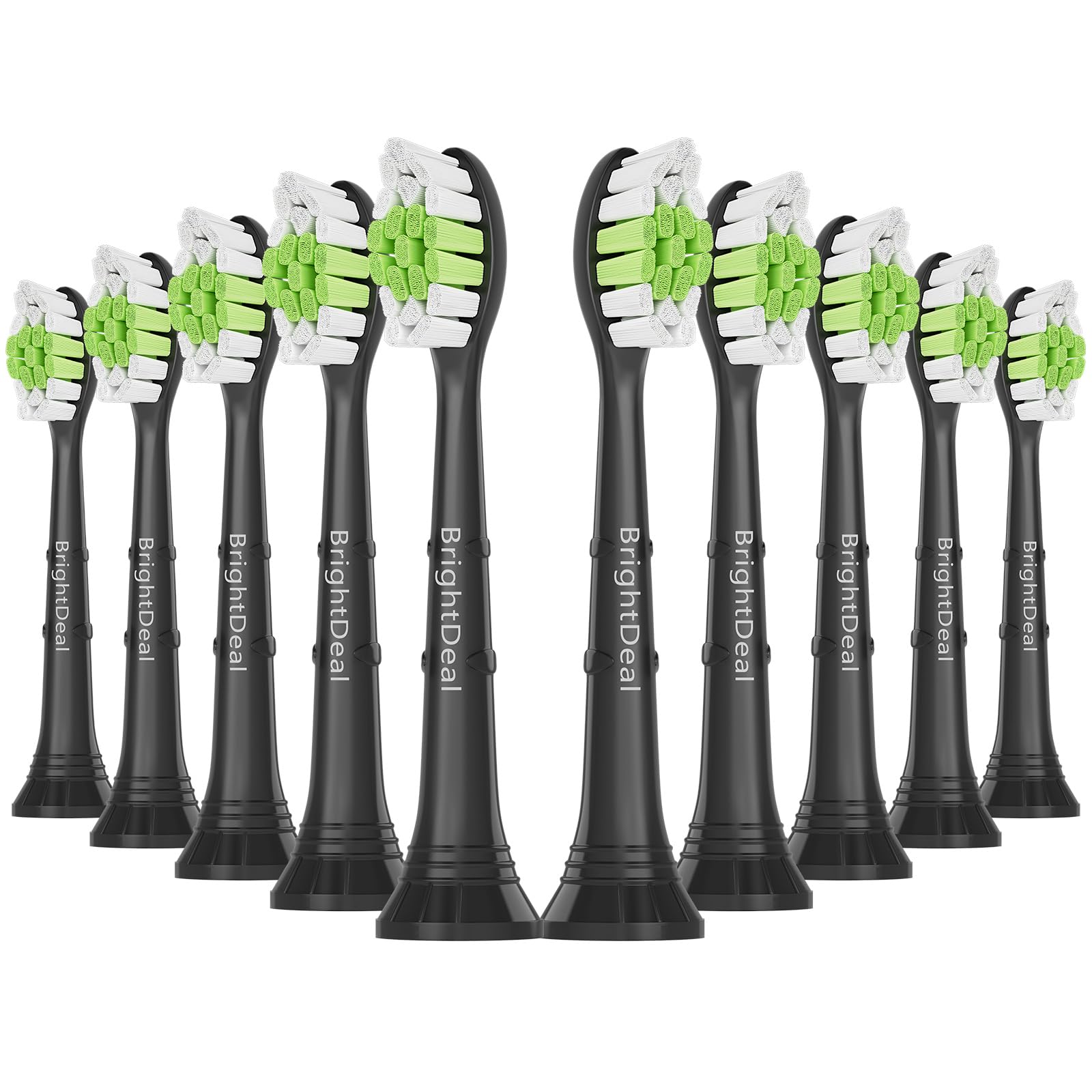 BrightDeal Cepillos de Repuesto compatibles con Philips Sonicare, Cabezales de Cepillo compatibles con Sonicare EasyClean, Cepillo de Dientes Eléctrico HealthyWhite,10 unidades, Negro