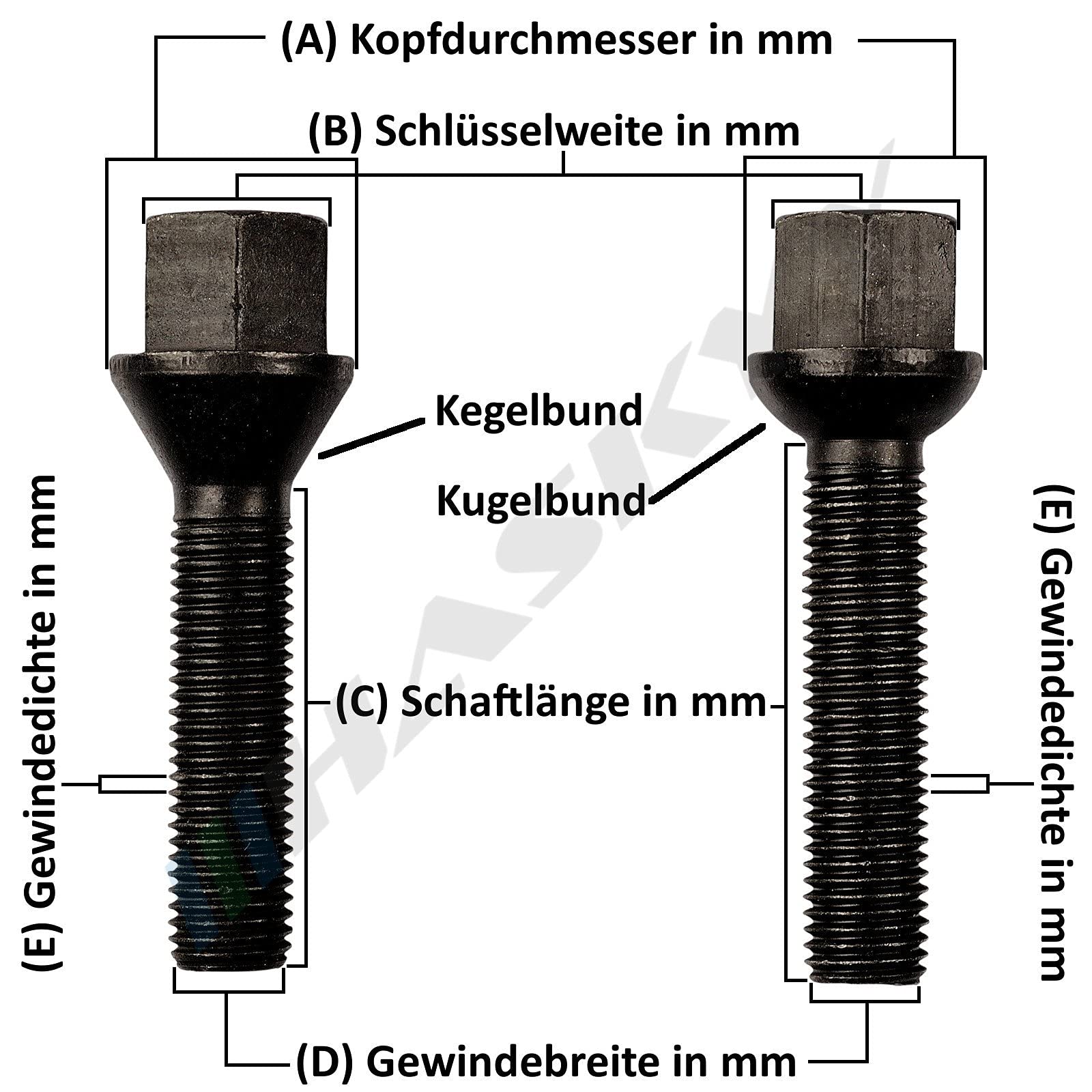 HASKYY 20 Sternschrauben Zink M14x1.5x40 Kegel Kegelbund Stilauto Barracuda Radschrauben Radbolzen D20