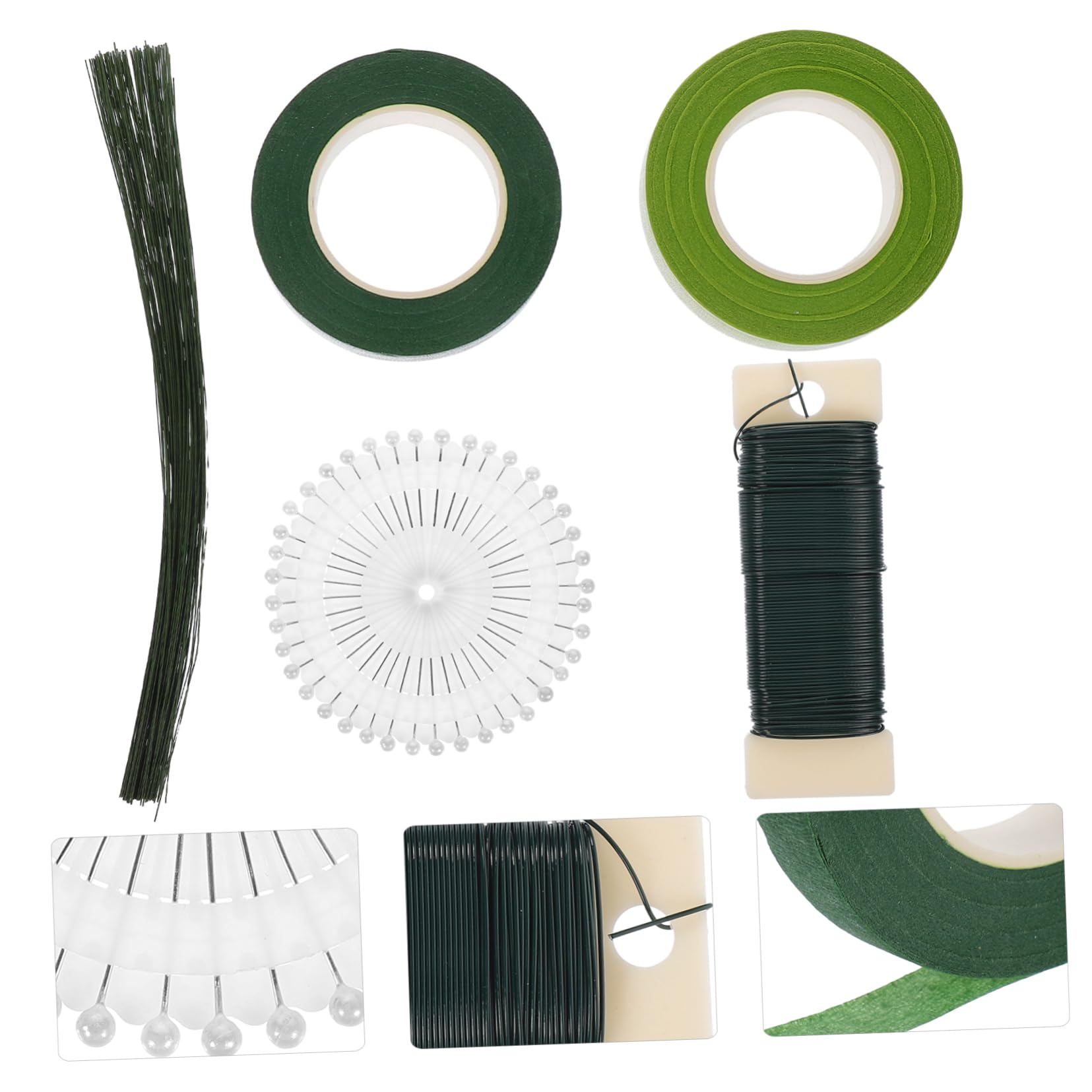 Beatifufu Floral Wire Tape Kit 1 Set for Bouquet Making DIY Artificial Flowers Wedding Floral Decorations Green Skewers Flower Rods
