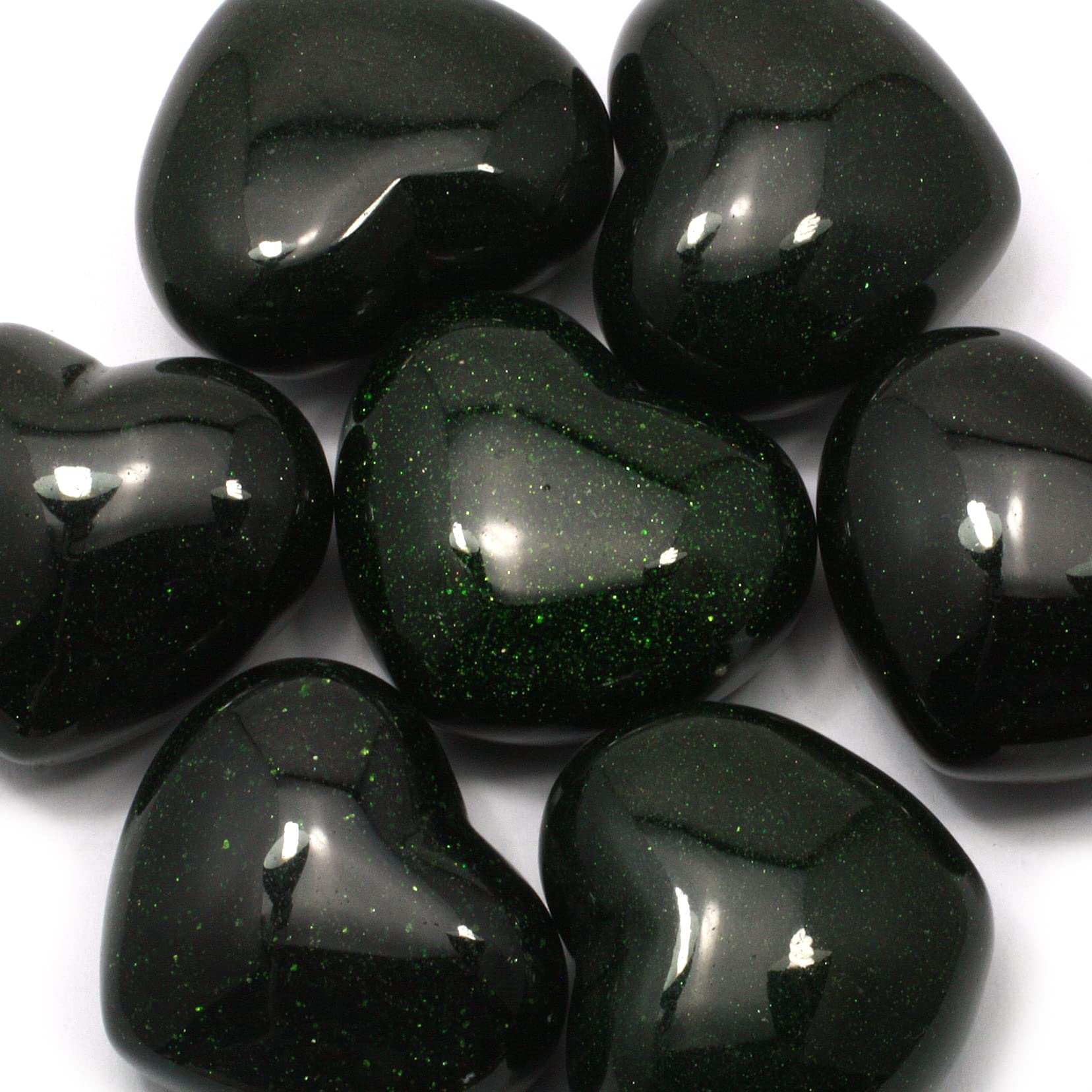 Green Goldstone Crystal Heart ~45mm