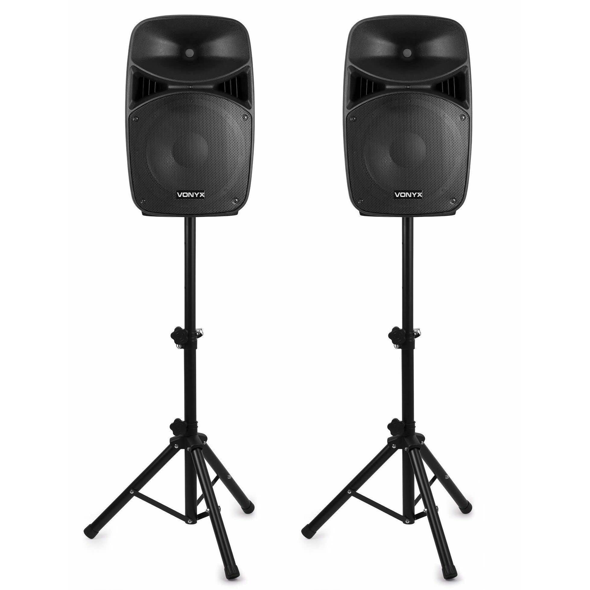 VONYX VPS122A - Enceinte Sono Portable, Puissance de 800W, LEDs au Rythme de la Musique, Technologie Bluetooth, Livré avec Pieds