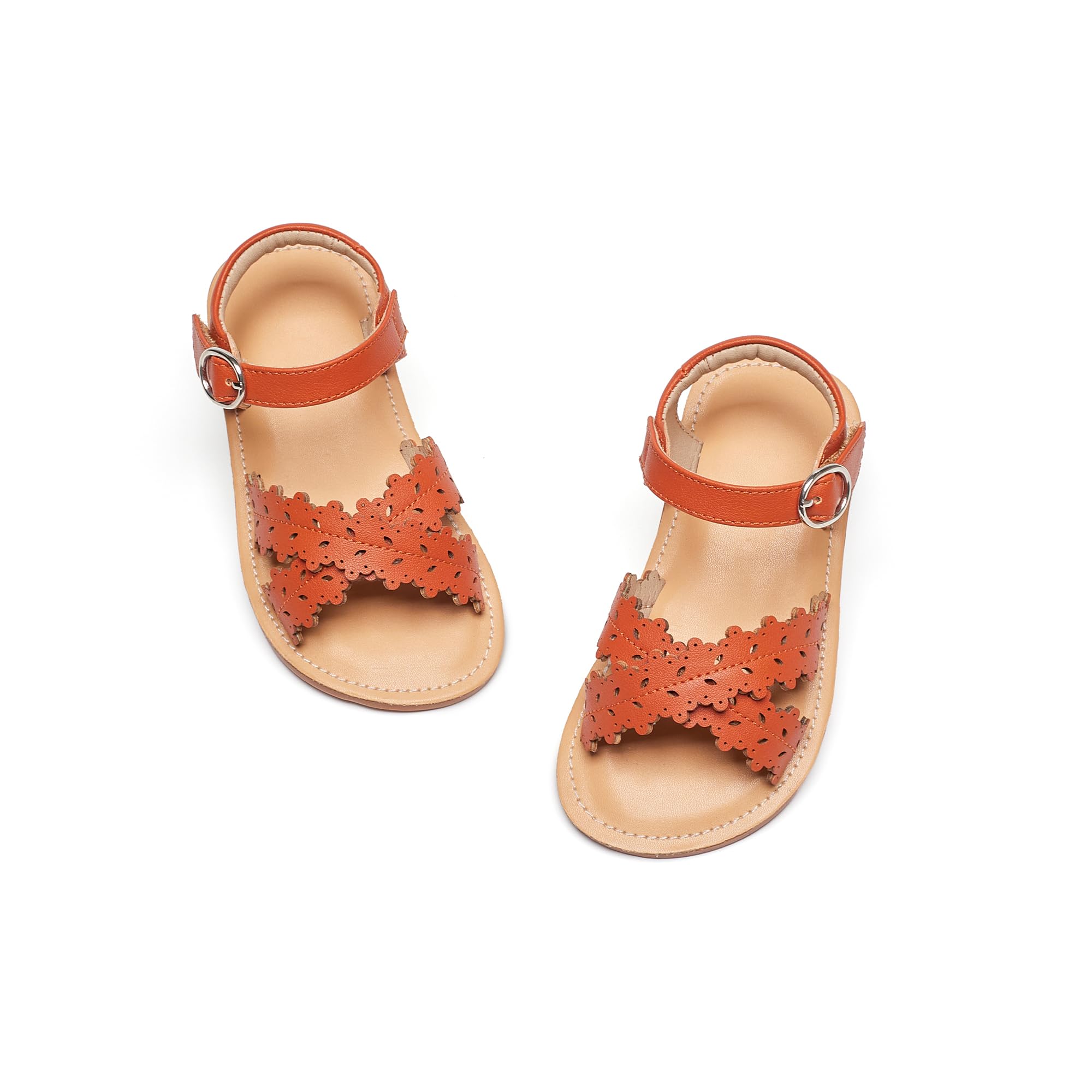 Flaryzone Toddler Girls Sandals Open Toe Flats Flower Girl Dress Shoes