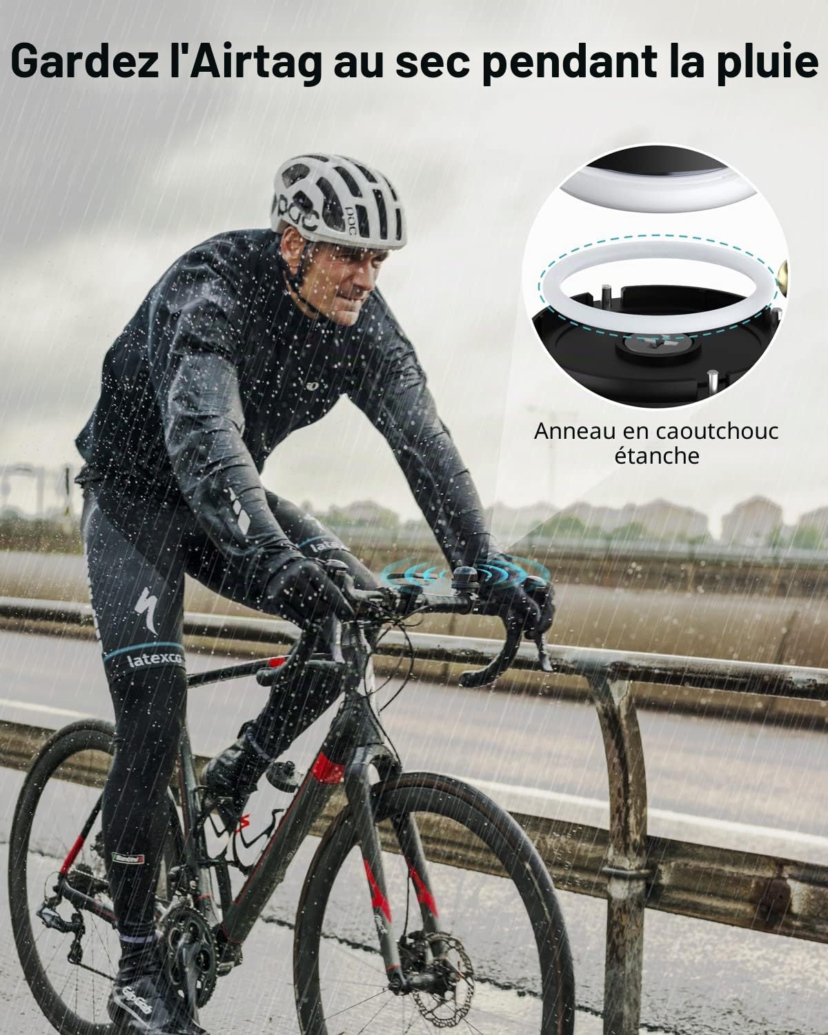 Stouchi Sonnette de vélo pour Apple AirTag - 22 mm-25 mm de diamètre - Antivol caché - Étanche - en Laiton - pour vélo de Route, VTT
