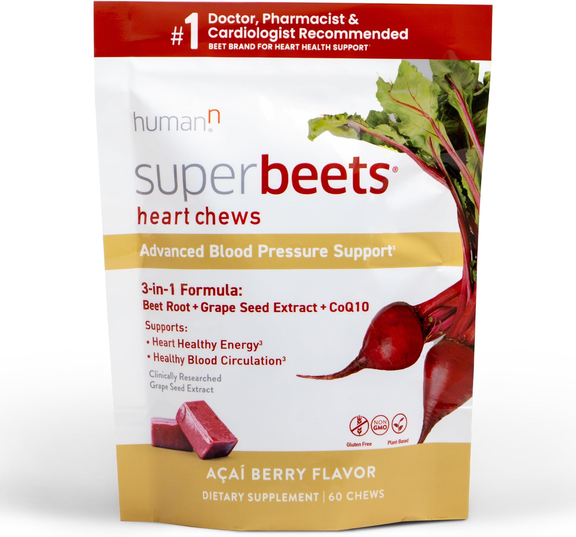 humanN SuperBeets Heart Chews Advanced 100mg of CoQ10