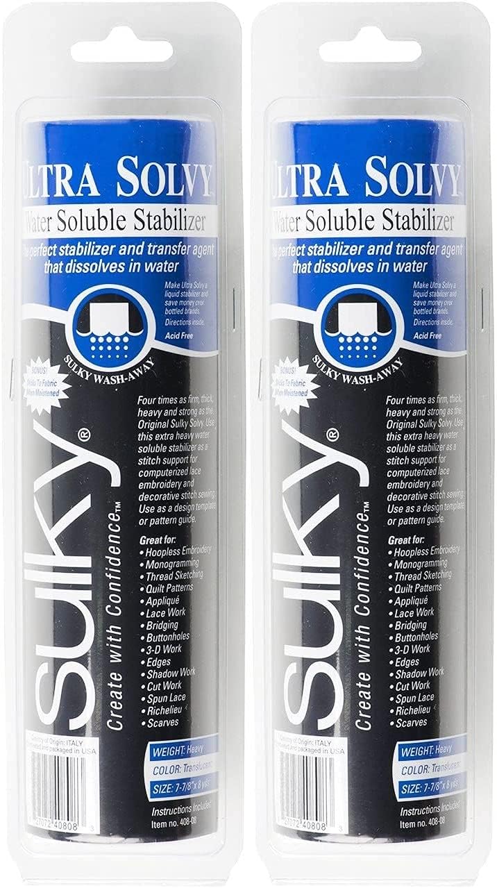 Sulky Of America Ultra Solvy Extremely Firm & Stable Water Soluble Stabilizer, 8" by 8 yd (408-08) (2)
