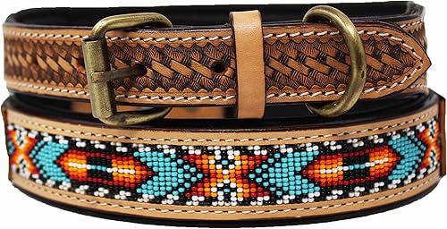 CHALLENGER XSmall 9''- 13'' Basket Weave Tooled acolchado cuero con cuentas perro cachorro 60RT19