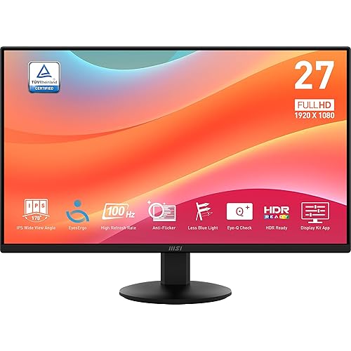 msi PRO MP242LE 24-inch IPS 1920 x 1080 (FHD) Computer Office Monitor, 100Hz, Adaptive Sync, HDMI, DisplayPort, Tilt, 4-Side Slim Bezel 1ms, Black