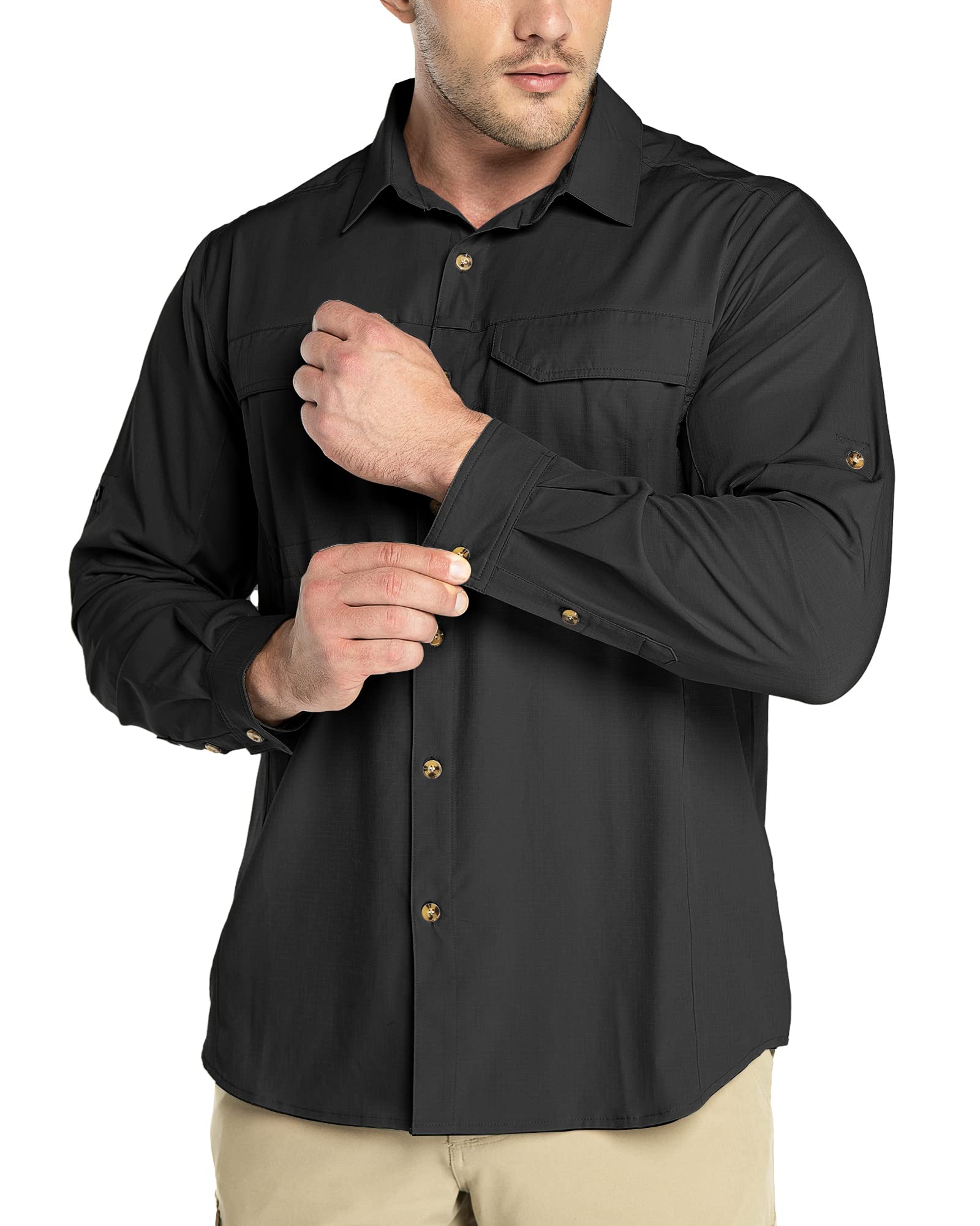 Outdoor Ventures Hemd Herren Freizeithemd Langarm Outdoor Shirt Atmungsaktive Schnell Trocknende Funktionshemd, Männer Frühling Sommer UV-Schutz Sportshirt