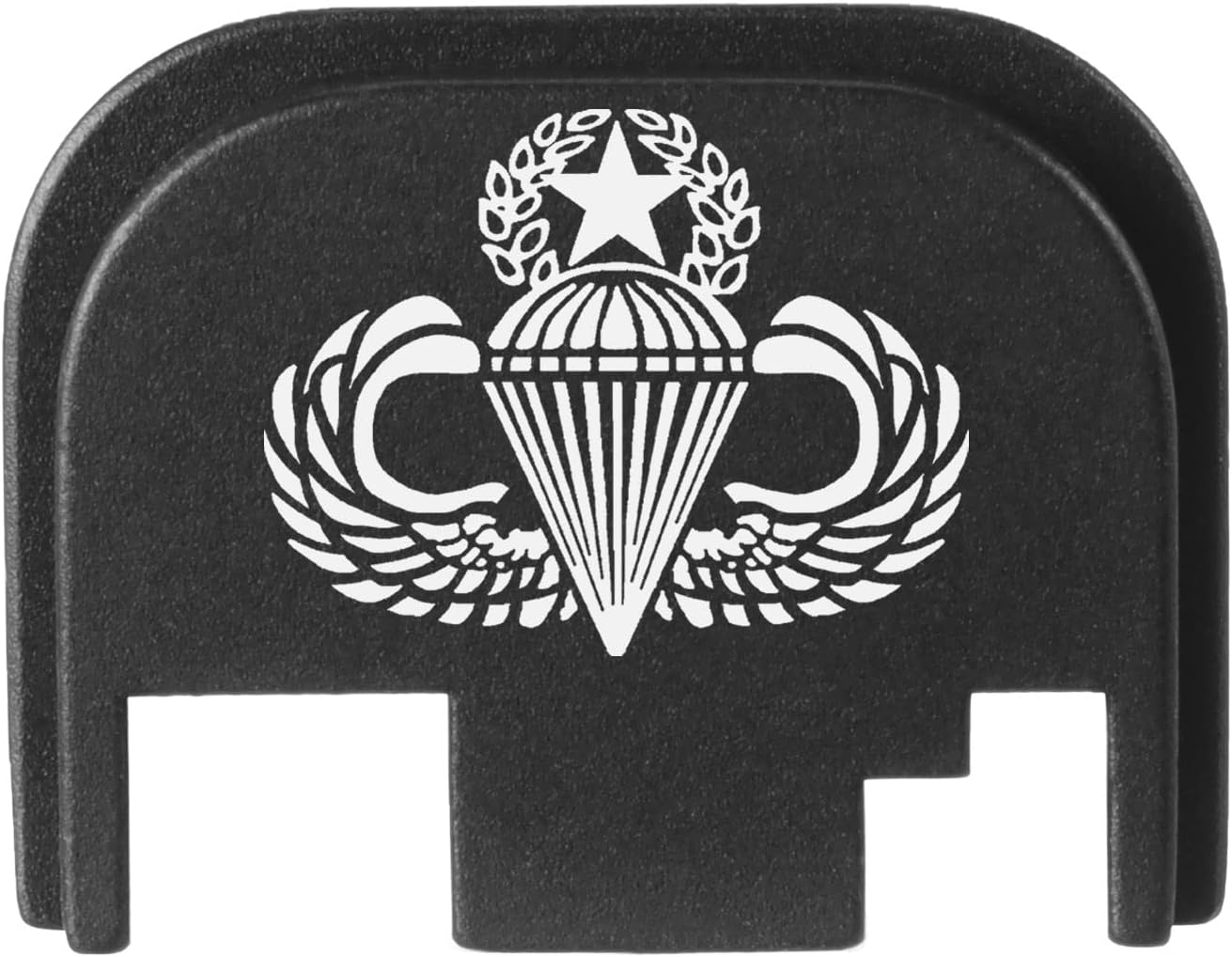 NDZ Performance Rear Slide Cover Back Plate for Glock Gen 1-4 Laser Engraved Hardcoat Anodized Aluminum in Black - Master Airborne Jump Wings 2