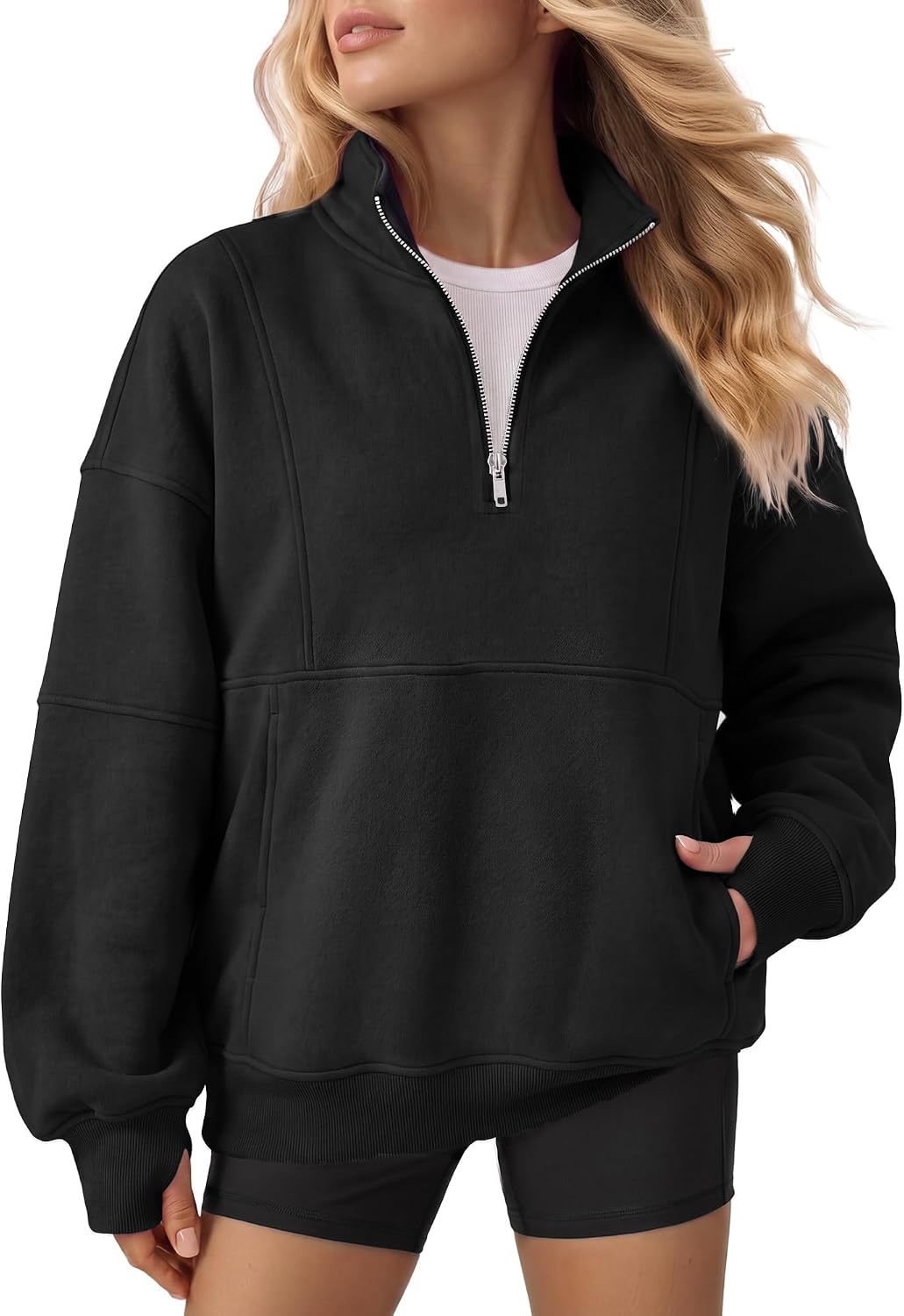 Chulianyouhuo Plus Size Sweatshirts for Women Quarter Zip Fleece Pullover