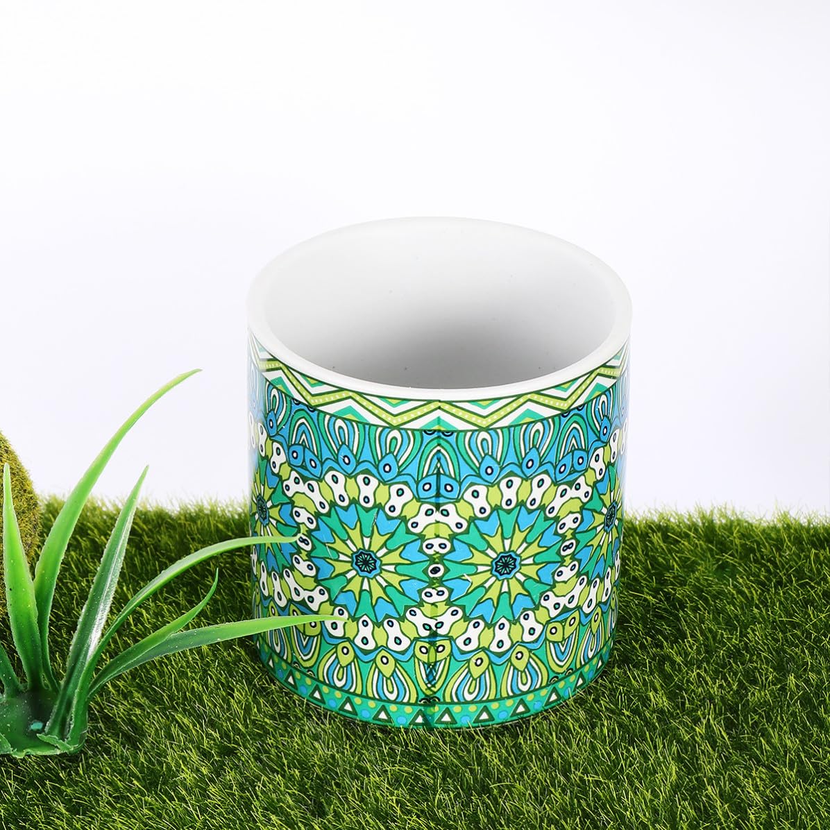Milisten 4 Stücke Mandala Blumentopf aus Keramik Sukkulenten Pflanzgefäß Kreativ für Kakteen und Pflanzen für Deko zu Hause und Büro Feine Verarbeitung