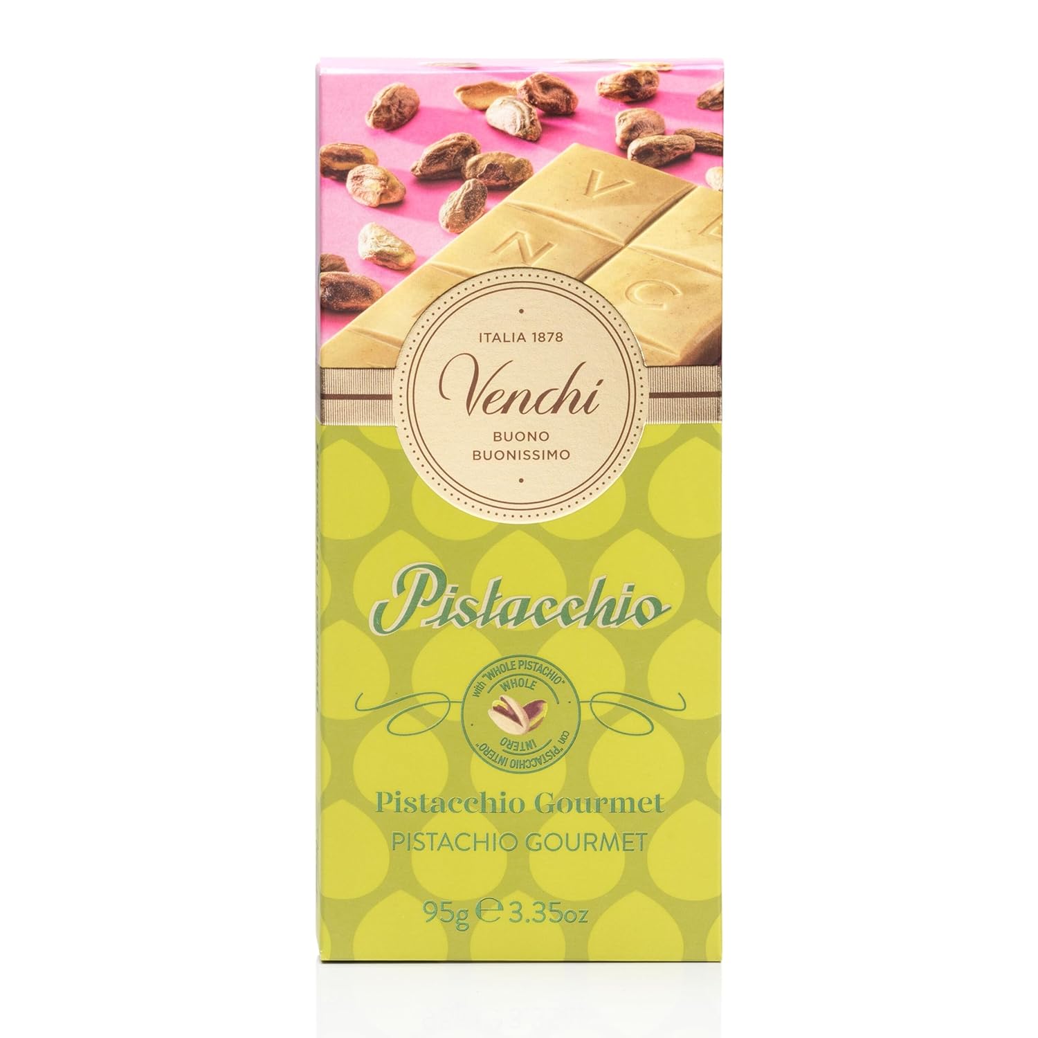 Venchi - Pistachio Gourmet Chocolate Bar - White Chocolate and Pistachio Paste Cream Bar, 3.53 oz - Gluten Free - Image 2