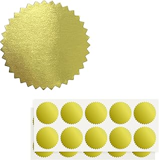 2 inch Round Gold Foil Stickers for Embossing 200 Pcs, Wmiwulien Blank Self Adhesive Notary Embosser Seal Stickers with Se