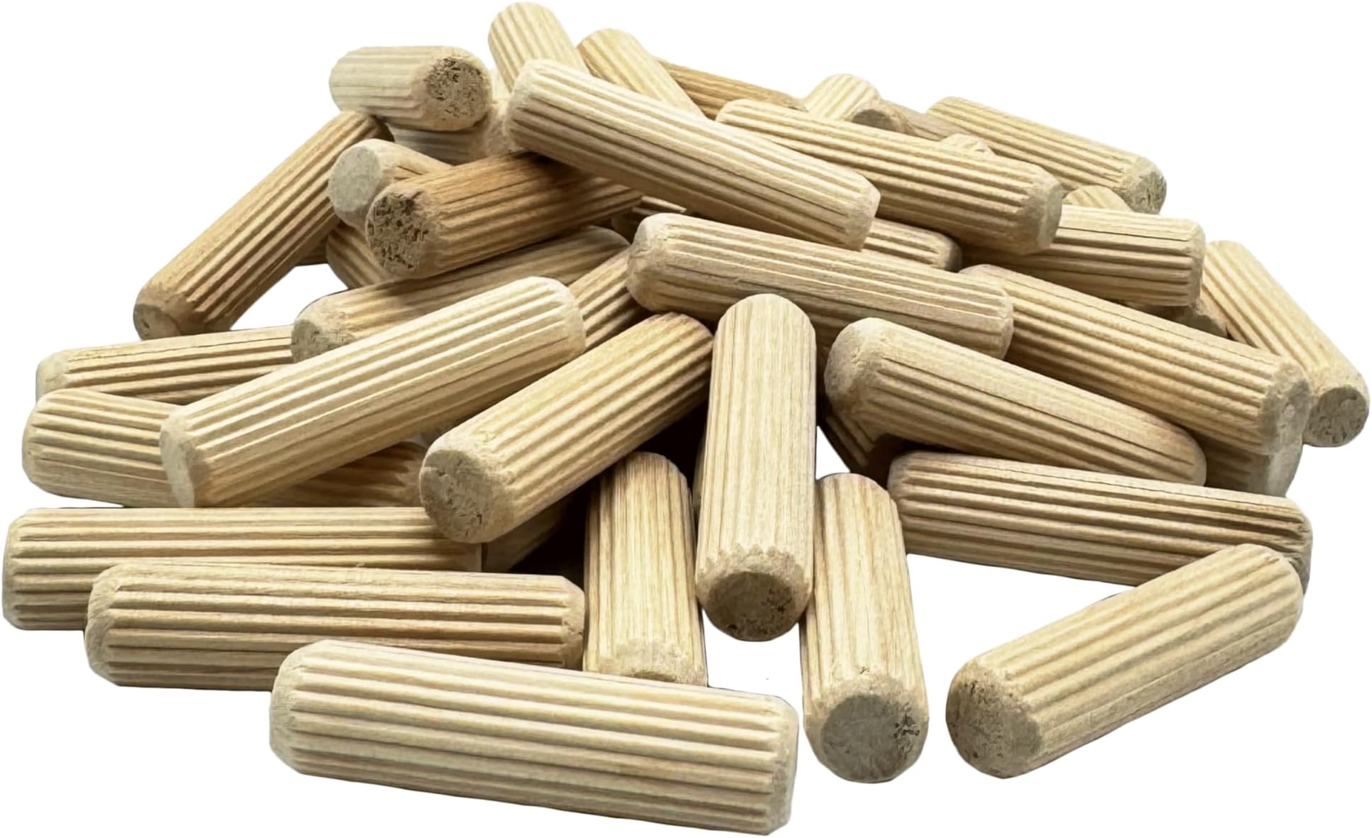 1/2" x 2" Wooden Dowel Pins, 100-Pack – Birch Hardwood, Kiln-Dried, Fluted & Beveled (1/2" x 2", 100pk)