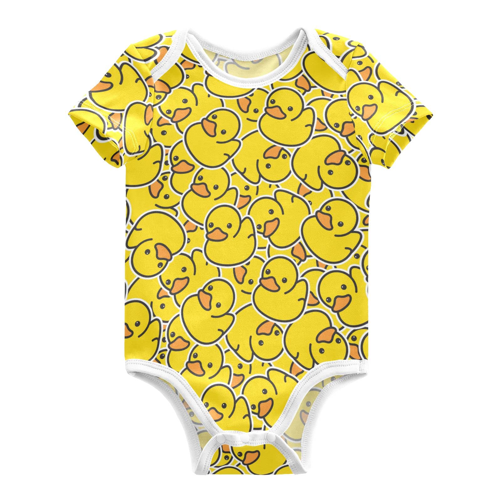 Emelivor Rubber Duck Baby Boy Girl Bodysuits Short Sleeve Unisex Newborn Outfit Clothes Bodysuit Infant Romper Jumpsuit for Babies 0-24 Months