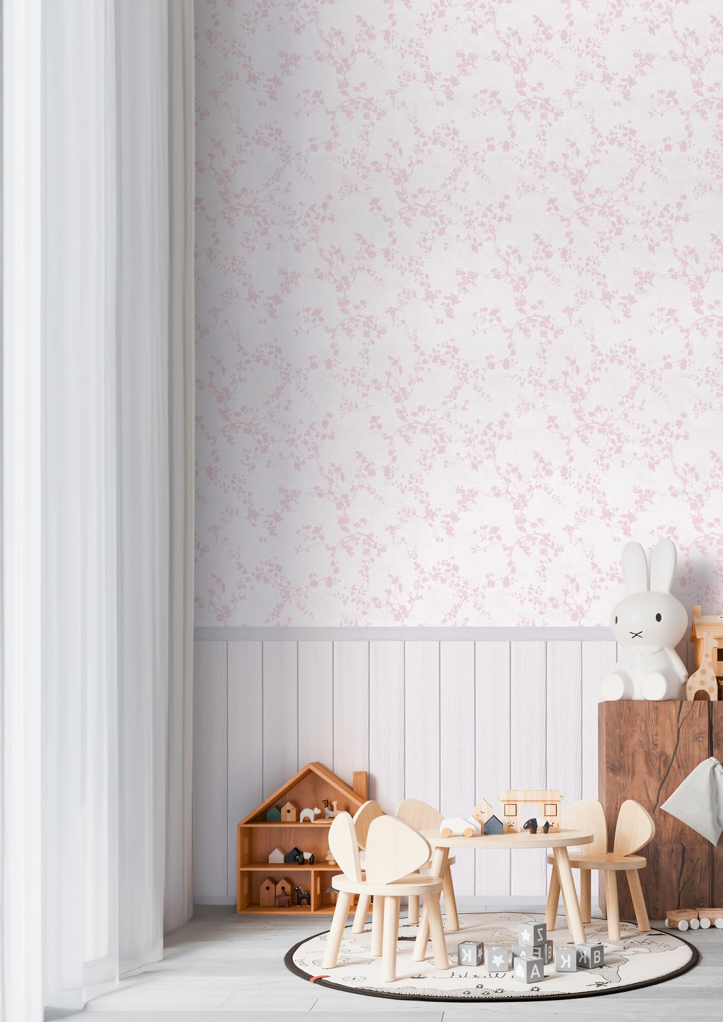 A.S. Création papier peint intissé à motif pour enfants en crème, rosé – papier peint avec branches 8,80 x 0,53 m – 770751