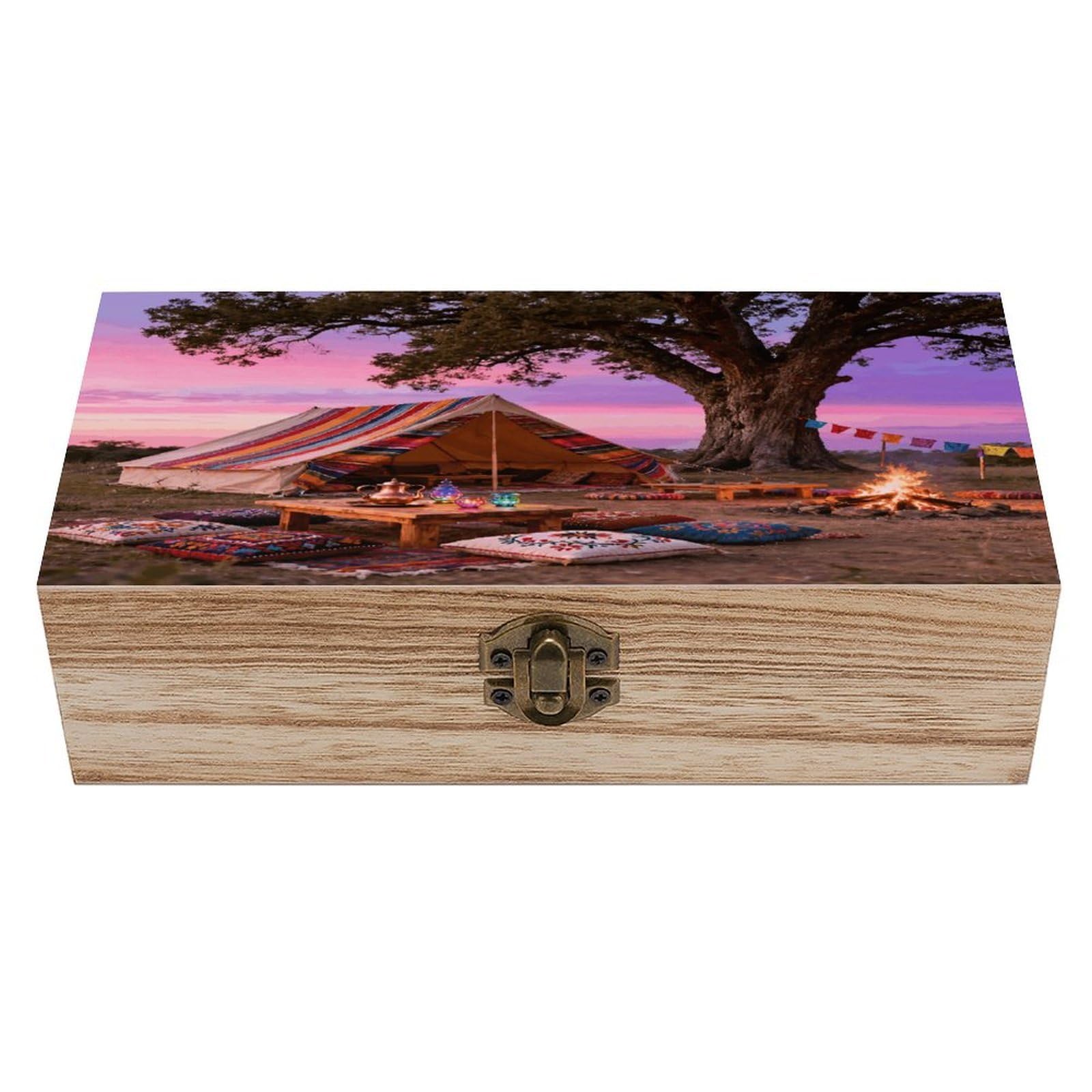 VstaDank Bohemia Wooden Storage Box with Hinged Lid Natural Wooden Box Beautifully Keepsake Boxes Vintage Wood Boxes Jewelry Organizer Trinket Storage Chest Unique Gift