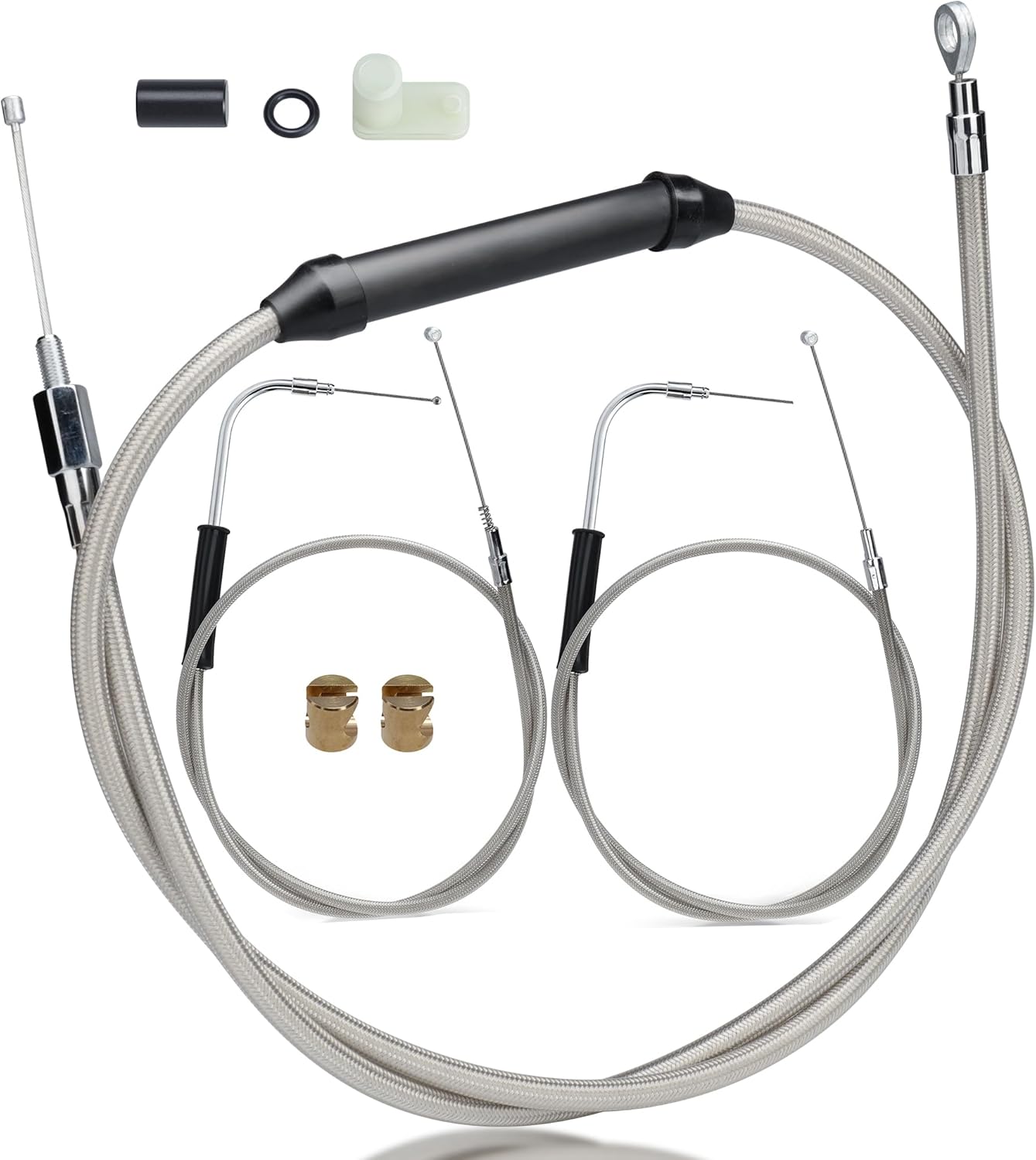 MoKitDora 44.5" Throttle Cable and 67-1/4" Clutch Cable for 2014-2022 Harley Sportster Models 16" Bars, Chrome