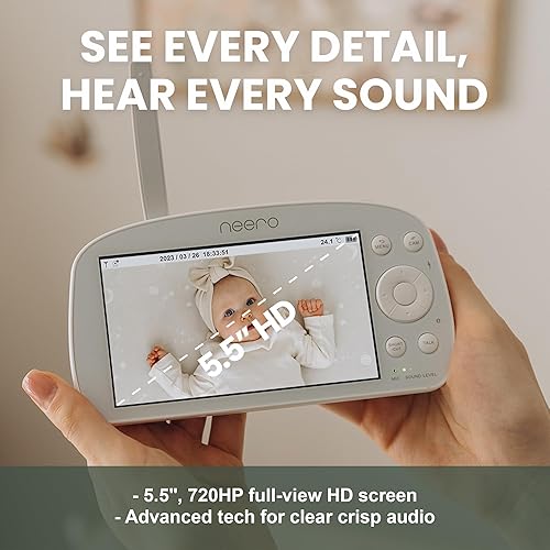 Miniatura 2 de neero Monitor de video para bebé, no necesita WiFi, pantalla HD de 5.5 pulgadas, rango de 1000 pies, monitor infantil con cámara y audio, sin WiFi,