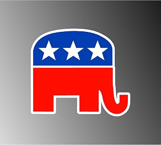REPUBLICAN PARTY ELEPHANT LOGO DECAL BUMPER STICKER 4" X 4"