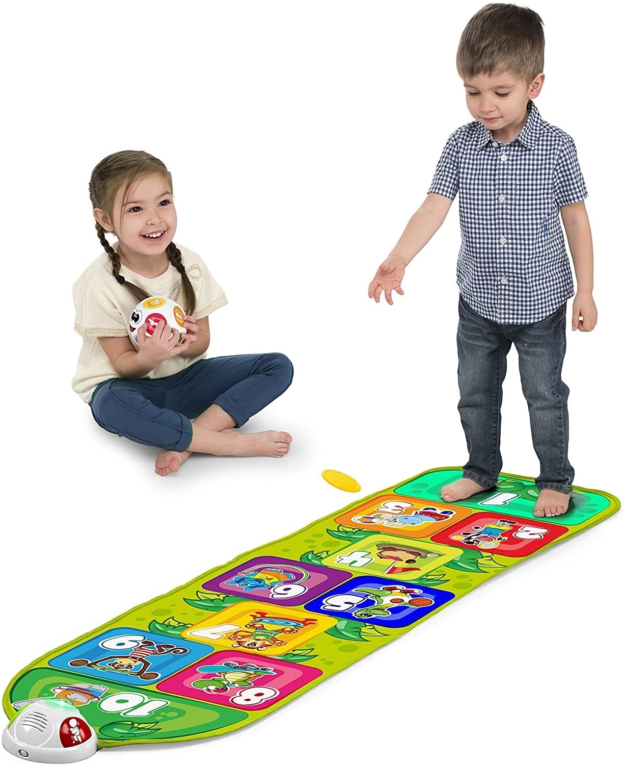 Chicco Jump & Fit Elektronische Hüpfmatte, Interaktives Spiel mit Lichtern und Geräuschen, Musikmatte für zu Hause, 2 Spielmodi, 150 cm, Kinderspielzeug von 2-5 Jahren